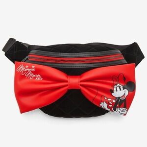 Loungefly Disney Minnie Mouse Bow Velvet Quilted Belt Bag New With Tags
